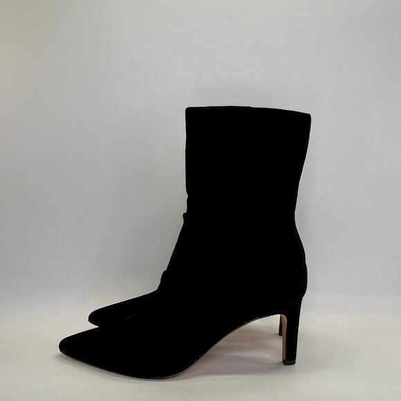 Dolce Vita Fernly Onyx Suede Boots Size 6.5 Black Mid Calf Zip Stiletto Heel - Picture 7 of 13